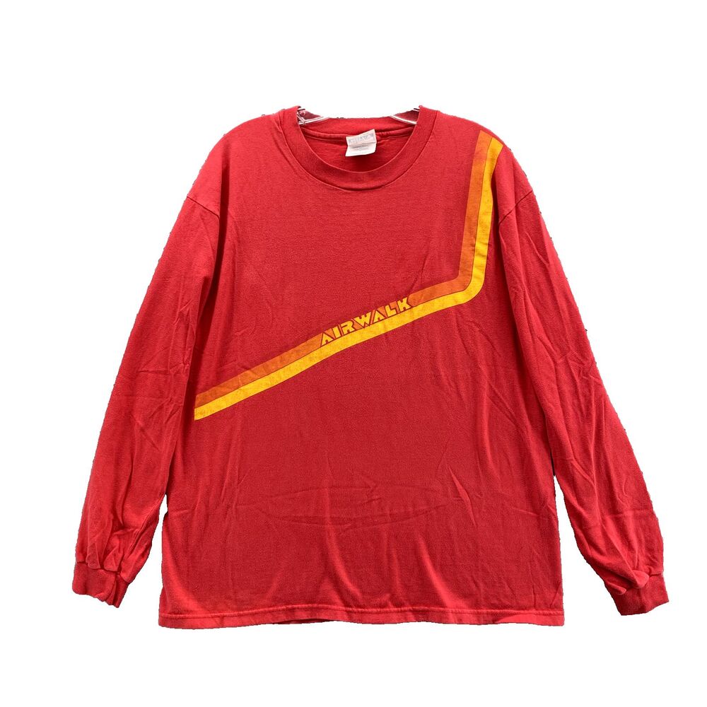 Hanes T-Shirt Large Red Beefy Tee Single Stitch Airwalk Skateboard Retro 70s Men